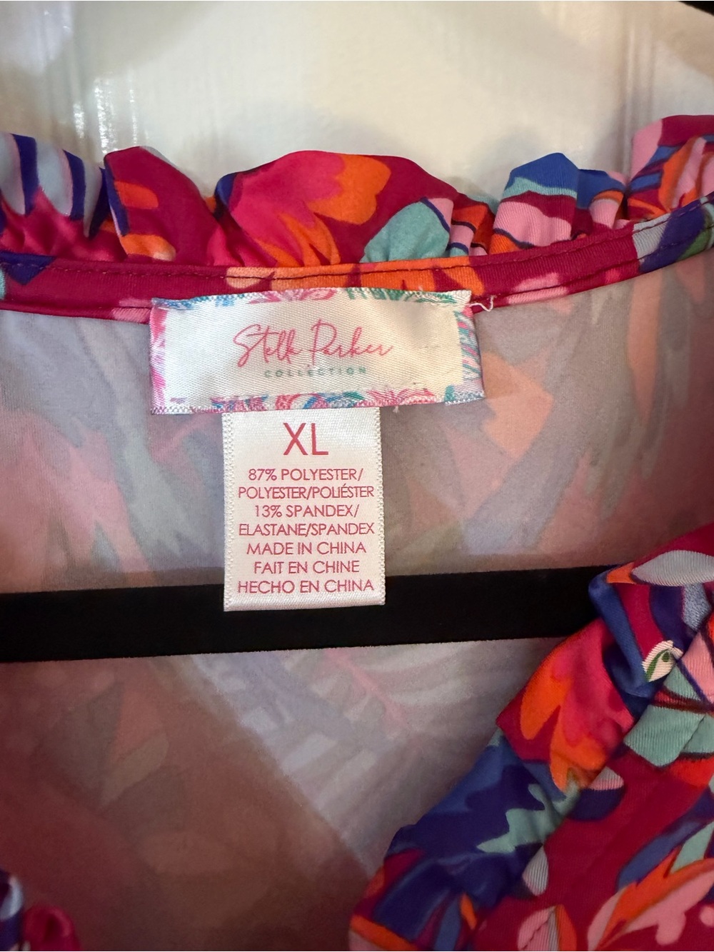 Tropical Sleeveless Shift Dress in Pink Orange & Blue with Pockets - Picture 2 of 7